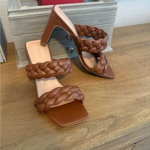 BCBGeneration Tan Braided Heels